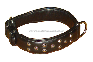 Collar de correa para mascotas de cuero de vaca suave Napa con patrón sólido y decoración de remaches Característica sostenible para perros y Mascotas - Product Image 2