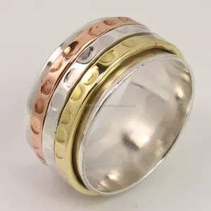 时尚戒指所有尺寸三音旋转器10毫米宽带925纯银!制造商