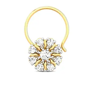 Designer Diamond Nose Pin in 14k Yellow Gold