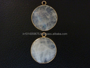 Rainbow <b>Moonstones</b> Bezels 20-35 MM Rhodium Gold Plated Sterling Silver Connectors Fashion Jewelry for Party Occasions-Wholesale - Product Image 3