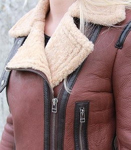Vestes de bombardier en peau de mouton véritable pour femmes élégantes vêtements d'extérieur respirants d'hiver écologiques - Product Image 4
