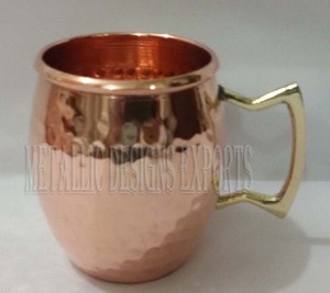 Tasse minimaliste 8 oz Moscow Mule en cuivre avec poignée en laiton Retour à l'école Tasses en céramique en métal - Product Image 3