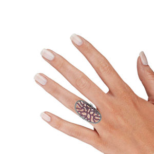 แฮนด์เมดอินเดียทับทิมพลอยปูเพชร925แหวนเงินผู้จัดจำหน่าย - Product Image 2