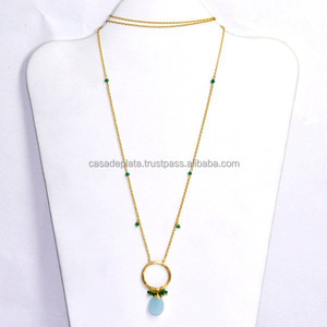 Aqua Chalcedony <b>Green</b> Onyx Gemstone 925 Silver <b>Necklace</b> Jewelry - Product Image 2