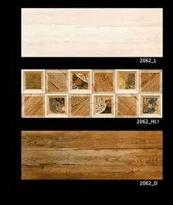 Ceramic Glazed digital wall Ties 200x600mm with Wooden Color Elevation Wall Tiles Available