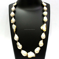 Collar de Perlas Baroque de Forma Irregular, Largo, de 36 Pulgadas, de Aleación de Latón, Chapado en Oro de 18K, Sin Níquel, para Mujer, para Boda