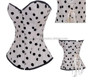 New Fashion Cotton Spandex Ladies Women Vintage Black and White Polka Dot Bustier <b>Corset</b> - Product Image 1