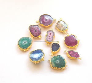 Conector de doble fianza para la fabricación de joyas, cuarzo Solar Natural electropalizado, estilo bohemio, piedra preciosa, Material de latón - Product Image 1