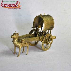 Miniatura de Carro Dhokra, Escultura Artesanal de Bronce, Arte Tribal para Decoración del Hogar, Exhibición Coleccionable, Decoración Étnica - Product Image 2