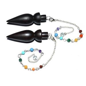 Péndulos de cadena de Chakra tallados en madera rosa, recuerdo de Material de piedra suministrado por el proveedor - Product Image 1