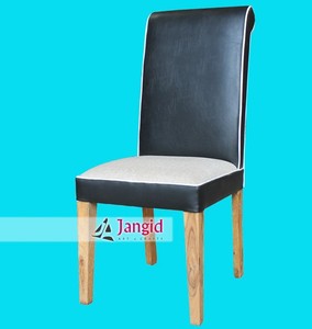 Sillas de comedor indias modernas de madera y cuero sintético tapizadas en tela con respaldo alto para bodas, hoteles, casas de campo, venta al por mayor de fábrica - Product Image 5