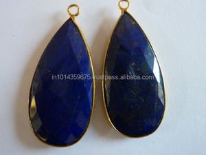 Lunette en forme de poire en Lapis Lazuli en argent sterling 925 plaquée or Emballage du sac du fabricant - Product Image 5