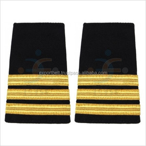 One Bar Epaulets Trainee Pilot 3/8 Wide Stripes pos Perancis Bullion Mylar Braid OEM Pilot Epaulets 1/2/3/4 peringkat emas perak - Product Image 3