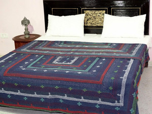 Handmade Solid Color Kantha <b>Quilt</b> New Handmade Kantha <b>Bed</b> Cover - Product Image 3