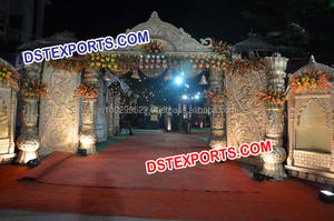 งานแต่งงานGoldenแกะสลักยินดีต้อนรับประตูแต่งงานอินเดียเส้นใยแกะสลักยินดีต้อนรับประตูงานแต่งงานตกแต่งGolden Entrance Gate - Product Image 6