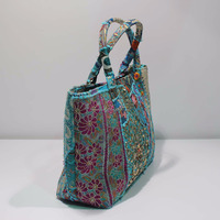 Sac fourre-tout tendance en coton brodé vintage indien pour femme avec fermeture éclair