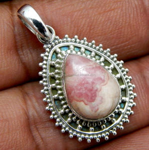 925 plata esterlina atractivo Rodocrosita colgante de piedras preciosas naturales lindo patrón de números regalo de boda colgantes de moda encantos - Product Image 1