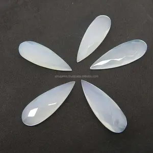 Natural Aqua Chalcedony 10x30mm Pear Briolette Cut Loose Gemstone for Making Jewelry