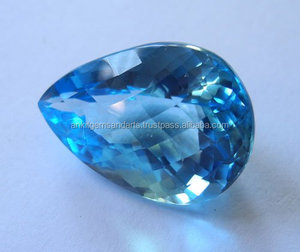 พลอยบุษราคัมสีฟ้าทรงลูกแพร์อัญมณีสีฟ้าทรงหลวมจากธรรมชาติสำหรับทำเครื่องประดับอัญมณีหลวม - Product Image 4