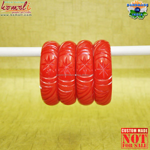 ดาวสีเหลืองตัดมือ Crafted การออกแบบวินเทจ Bakelite แกะสลักกำไลเรซินเครื่องประดับ - Product Image 4