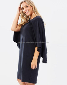 Vestido negro elegante con capa para mujer, corbatas a la moda con cuello - Product Image 2