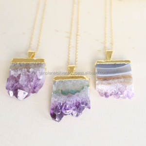 Collier pendentif en améthyste pour fiançailles, anniversaire de mariage ou cadeau, accessoire de fête - Product Image 1