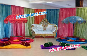 ธีมราชสถานแต่งงาน Mehandi เวทีราชสถานร่ม Mahiyan ตกแต่งเวทีแต่งงานแบบดั้งเดิม - Product Image 5