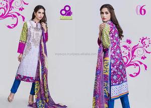 Costumes de pelouse en coton pakistanais traditionnels cousus pour adultes vêtements indiens - Product Image 4