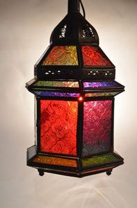 โคมไฟโมร็อกโกแบบดั้งเดิมที่ได้รับการปรับปรุงใหม่ โคมไฟโลหะสีรุ้งโบราณ โคมไฟแขวนเพดานทำมือจากเหล็ก ตกแต่งบ้านพักตากอากาศสไตล์ DIY - Product Image 3