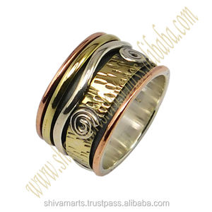 Nouveau produit de haute qualité 925 argent Sterling laiton cuivre Spinner bague beaux bijoux fantaisie éternité Vermeil anneaux - Product Image 2