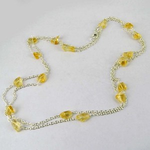 Magnifique collier pendentif en citrine jaune et argent sterling 925, chaîne maille forçat, style bohème, bijoux en pierres précieuses certifiées par un tiers - Product Image 3