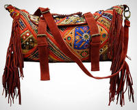 Sac à bandoulière de style bohème traditionnel pour femmes, deux broderies artisanales, cuir durable, coton imperméable, capacité de 1L