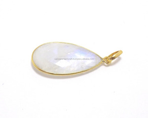 Natural White Rainbow <b>Moonstone</b> 12X16 mm Pear Jewelry <b>Pendant</b> - Product Image 3