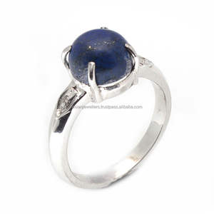 925 Sterling Silver Beautiful <b>Ring</b> with <b>Lapis</b> <b>Lazuli</b> Gemstone for Wedding Engagement Gift Party or Anniversary - Product Image 1