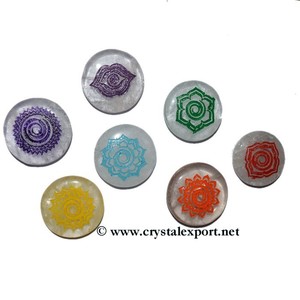 New Arrival 7 Set Eco-Friendly Healing Stones Chakra Symbol <b>Engraved</b> Agate Gemstones Carved Mascot Love Souvenir Healing <b>Tools</b> - Product Image 4