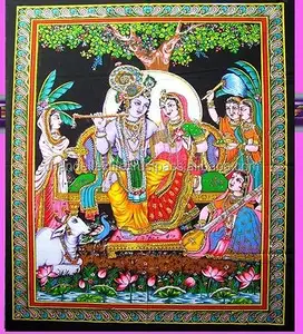 印度棉神女神亮片主挂毯蜡染壁挂装饰挂毯paster印度教神家居批发地段