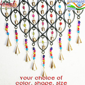 Handcrafted Metal Wall Hanging <b>Wind</b> Chime with Colorful Beads and Bells, Rustic Decorative Hanging <b>for</b> Home and <b>Garden</b> Decor - Product Image 3