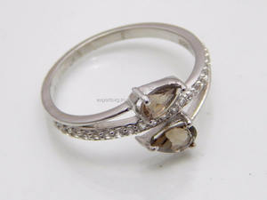Anillo de Boda Clásico de Plata de Ley 925 con Cuarzo Ahumado para Mujer - Product Image 3