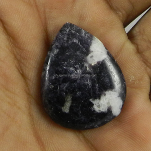 Pierre précieuse naturelle Lepidolite 24x31mm, 6,40 g, forme poire, cabochon en vrac, vente en gros, IG0298 - Product Image 1