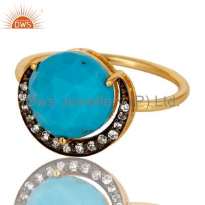 New Arrival Party Wear Handmade <b>Ring</b> Gold Plated 925 Silver <b>Turquoise</b> Gemstone Designer <b>Rings</b> Manufacturer of Girls Jewelry - Product Image 2