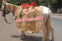 Kostum Kuda Ghodi Pernikahan India dengan Bahan Beludru Desain Tahan Lama Dekorasi Bunga Howdah-Australia