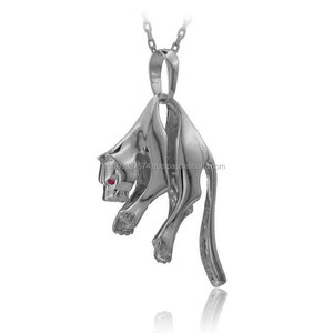 Collier pendentif Jaguar unique en or massif 14 carats Collier animal Bijoux fins pour femmes fabriqués en Turquie - Product Image 2