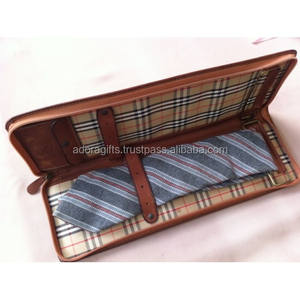 2025 étui d'emballage de cravate en cuir de stockage de voyage personnalisé pour hommes pour plusieurs cravates - Product Image 1