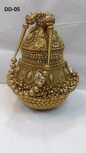 DD03 Vivid High Quality Ladies Handmade <b>Clutch</b> Evening <b>Bag</b> Stylish Beaded Stone Work <b>Gold</b> Silver Metal 1-1.9L Party Bridal Use - Product Image 3