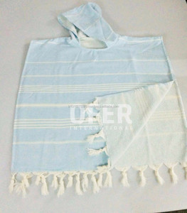 Poncho de toalla de playa con capucha para niños, toalla de playa de Color turquesa, Peshtemal turco, Ponchos, regalo para niños - Product Image 3