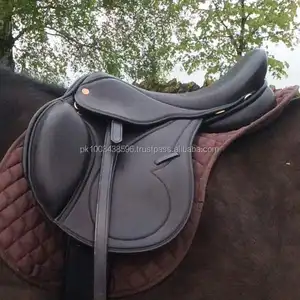 Black / Brown English jumping Treeless Endurance GP all purpose leather horse saddle