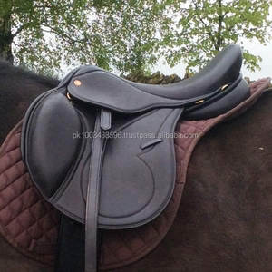 Selle de cheval en cuir, 2 pièces, noir/marron, sans motif, GP, pour Endurance, polyvalent - Product Image 1