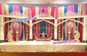 Conjunto de escenario de boda de estilo indio, decoración de escenario de fiesta nocturna musulmana, de fibra, para ceremonias y bodas - Product Image 4