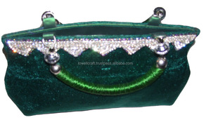 ZIircon Chenille Clutch beaded Purse - Product Image 3