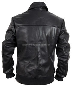 De los hombres de moda diseño negro Slim Fit chaqueta cuero chaqueta con precio al por mayor en Pakistán - Product Image 4